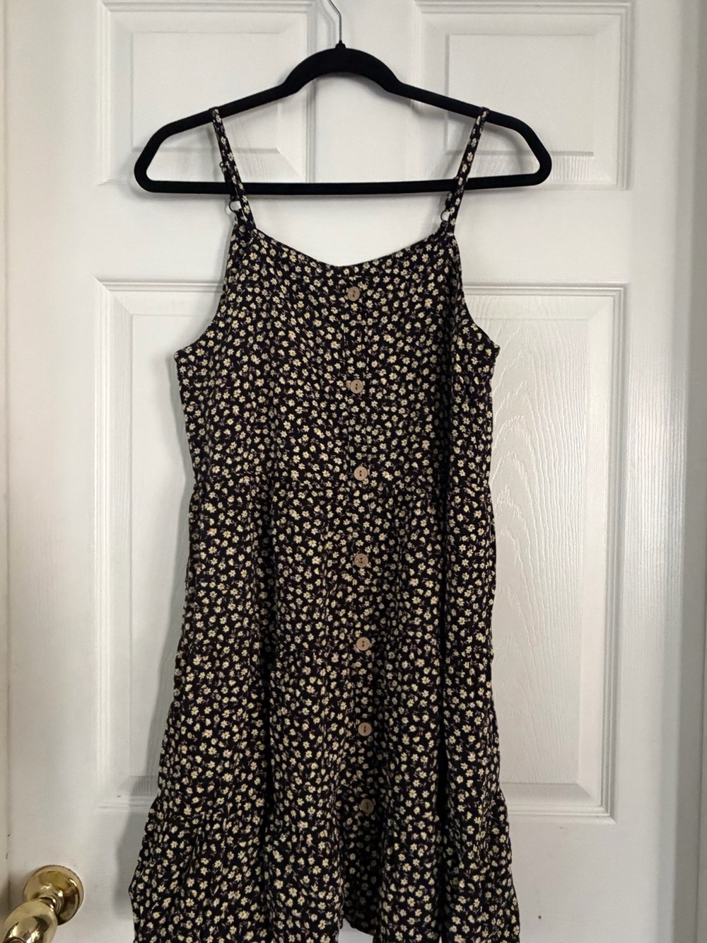 art class Black Mini Dress with Cream and Yellow Floral Print
